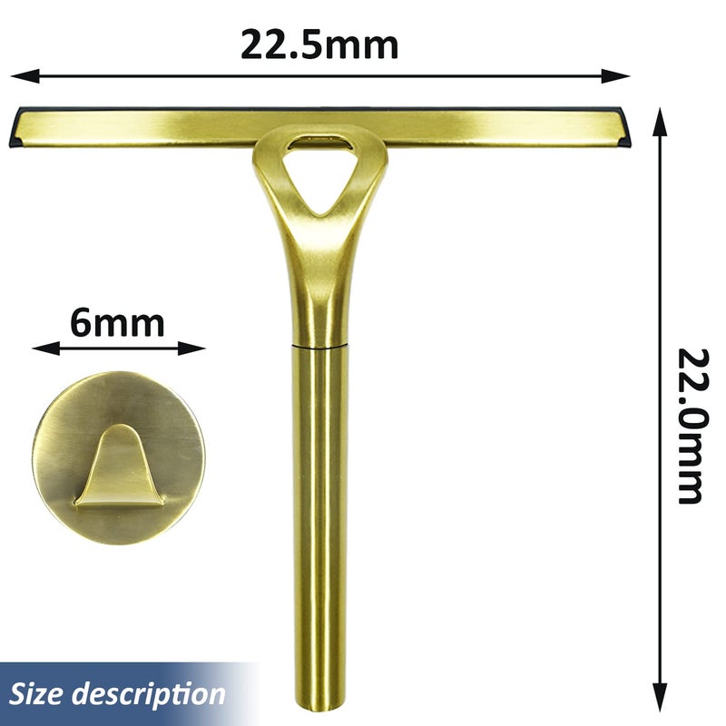 HomDSim Stainless Steel Shower Squeegees All-Purpose Mirror/Window/Glass Wiper Scraper Golden Shower Squeegee - Image 2